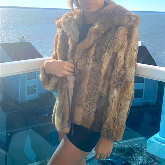 Vintage Jackets & Blazers - VINTAGE RABBIT FUR JACKET